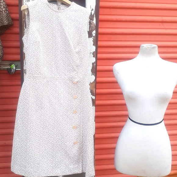 Vintage Dresses & Skirts - Vintage 80s party cocktail Sundress dress Tan white M L